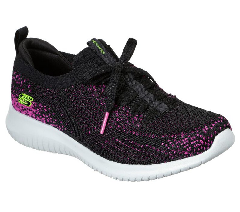 Skechers Ultra Flex - Twilight Twinkle - Womens Slip On Shoes Black/Pink [AU-VK0669]